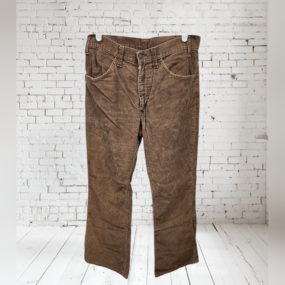 Vintage Levis White Tab Men's Brown Corduroy Pants Boot Cut Mid-Rise